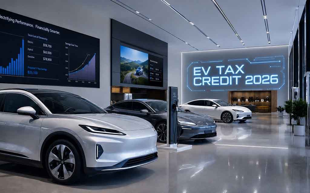 Electric vehicles with tax credit comparison chart showing 2025 versus 2026 incentive changes