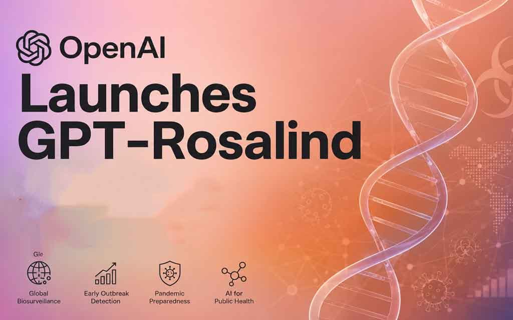 OpenAI GPT-Rosalind AI model analyzing genomic data, disease outbreaks, and biosurveillance information for pandemic defense and public health research