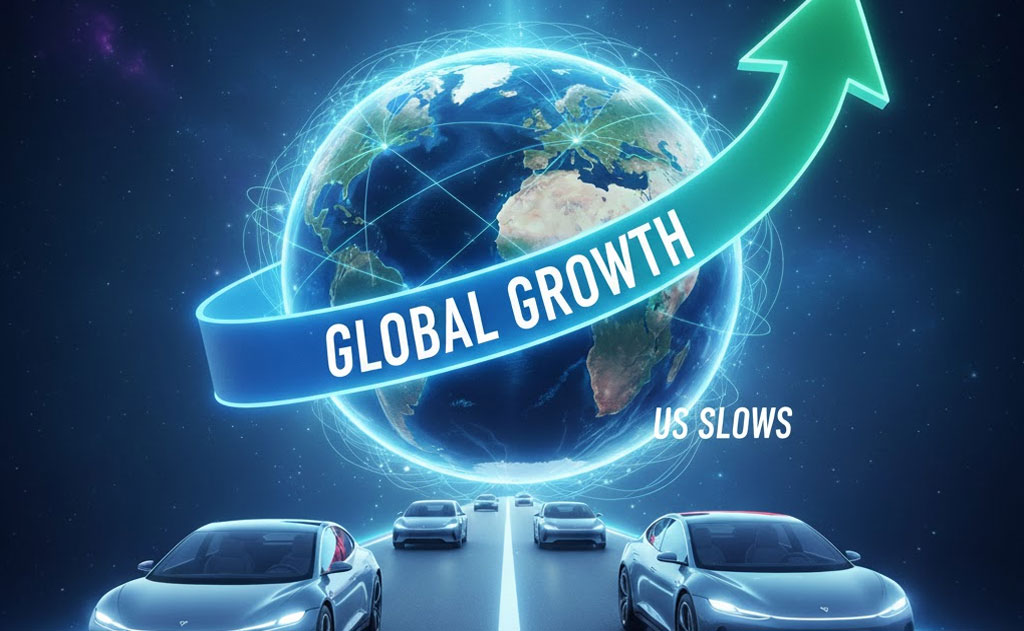 Global electric vehicle sales growth chart showing regional trends in 2025