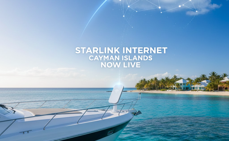 Starlink satellite internet dish providing high-speed connectivity across the Cayman Islands