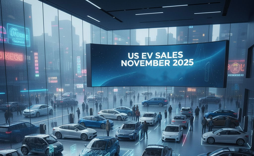 US electric vehicle sales statistics for November 2025 showing market share decline after tax credit expiration