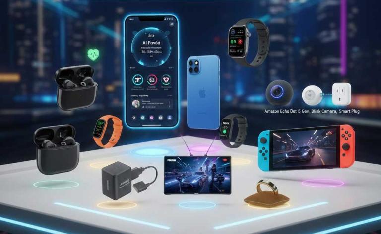 Top 10 best-selling gadgets of 2025 including smartphones, earbuds, smartwatches, gaming consoles, and smart home devices