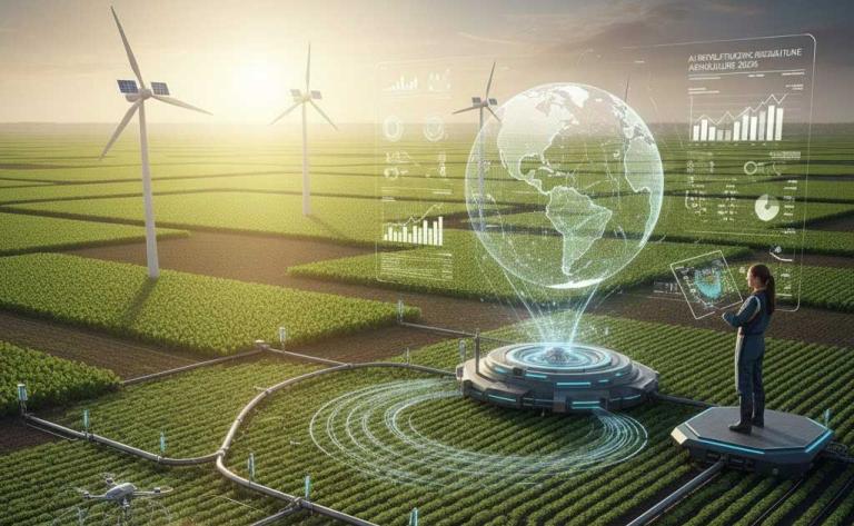 AI-powered precision farming using drones, smart irrigation, and data analytics to boost sustainable crop yields in 2026