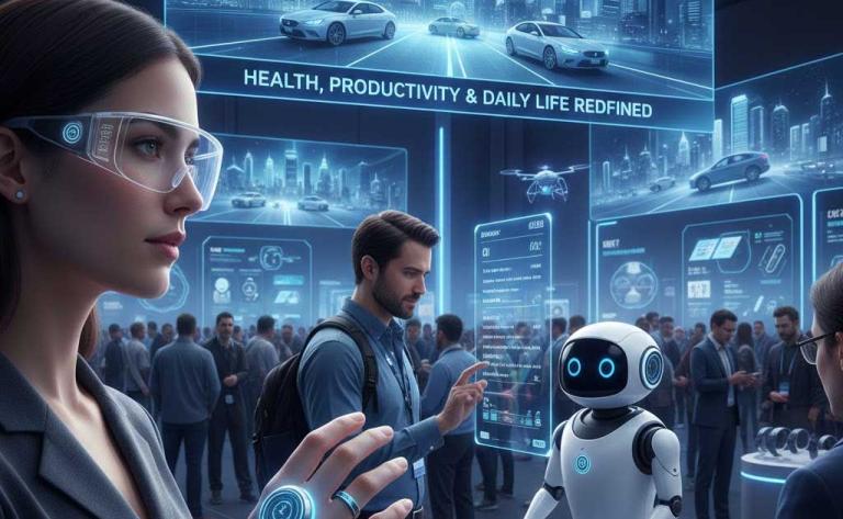 AI wearables and robotics boom in 2026 featuring smart rings, AI smart glasses, and consumer home robots showcased at CES 2026