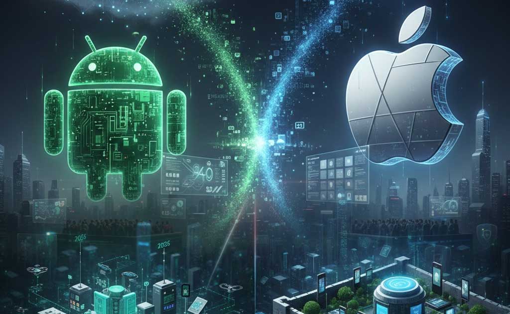 Android vs iOS in 2026 comparing AI intelligence, privacy, ecosystems, customization, and future mobile operating system strategies