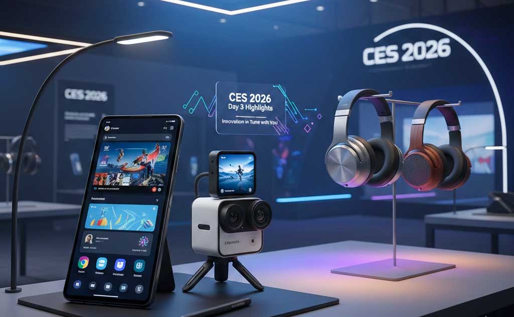 CES 2026 day 3 recap showcasing foldables, AI lighting, 8K cameras, and premium audio gadgets