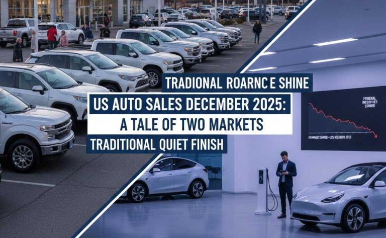 US auto sales in December 2025 show strong gasoline and hybrid demand as EV sales slow