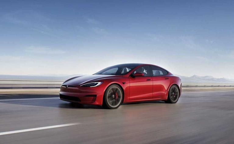 Elon Musk delivering the first 2026 Tesla Model S Plaid at Fremont Factory