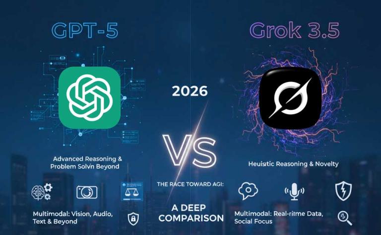Comparison of GPT-5 and Grok 3.5 frontier AI models competing in the 2026 AGI race