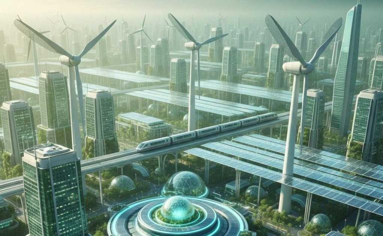 Green technology growth in 2026 with renewable energy, liquid air storage, long-lasting solar panels, and clean power grids