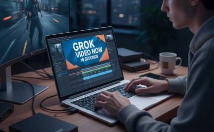 Grok Imagine AI generating a 10-second cinematic video with synced audio and dialogue in January 2026