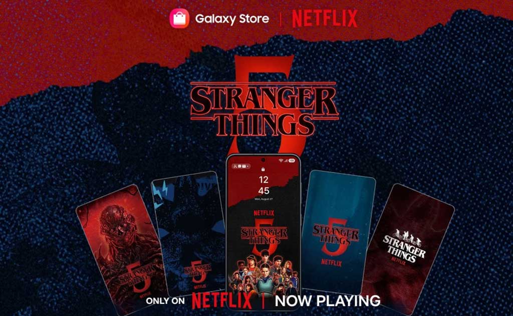 Samsung Galaxy Stranger Things theme 2026 featuring Netflix collaboration with custom One UI design and exclusive wallpapers