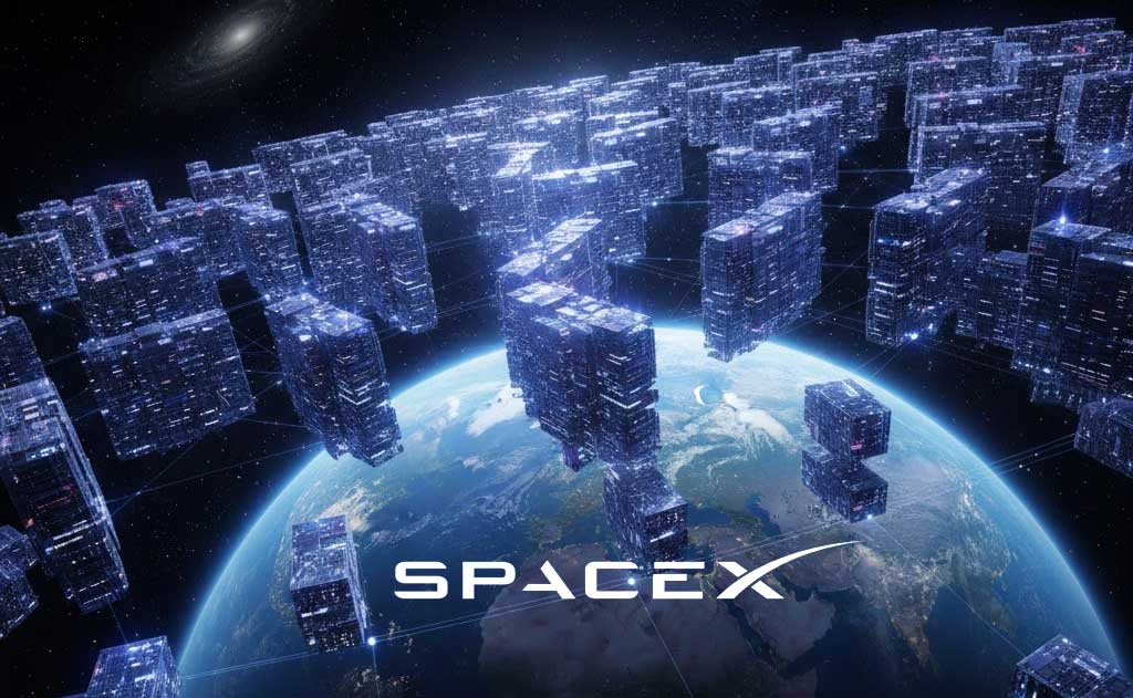 SpaceX orbital AI data center concept using one million satellites for artificial intelligence computing