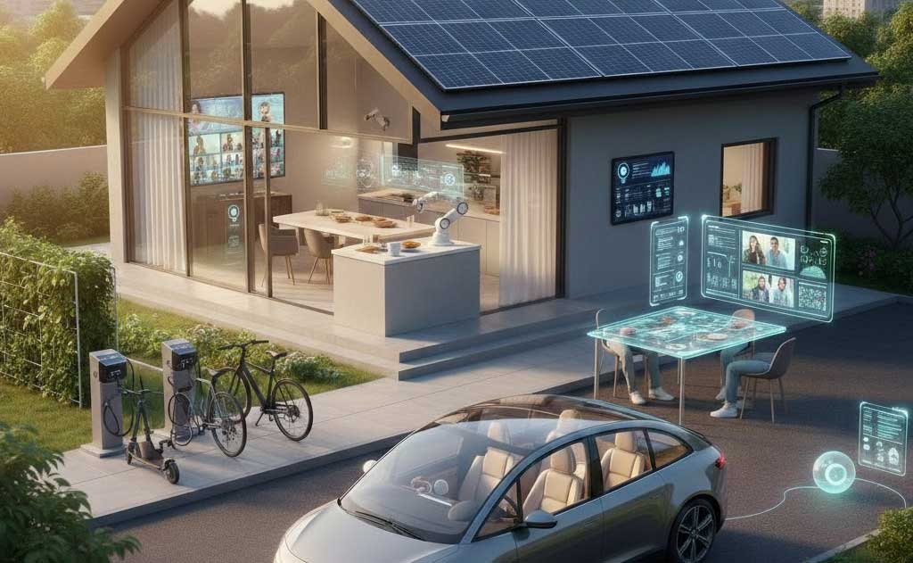 AI-powered smart home and renewable energy lifestyle in America in 2026