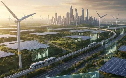 Wind turbines, solar panels, and battery storage systems representing the $2.3 trillion global clean energy investment boom in 2026