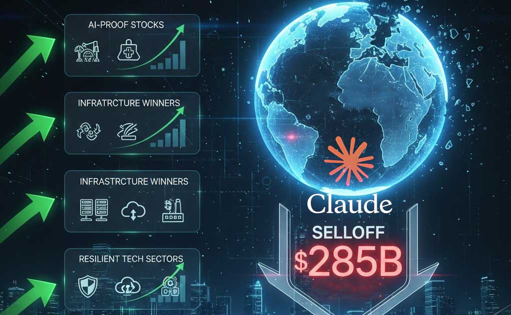 AI market selloff after Anthropic Claude Cowork release highlighting shift toward AI-proof infrastructure and energy investments in 2026