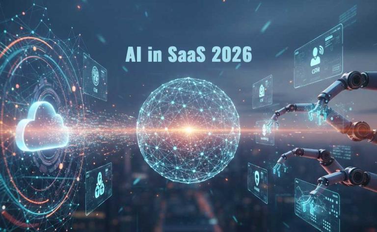 AI in SaaS 2026 showing agentic AI disrupting enterprise software workflows and SaaS platforms