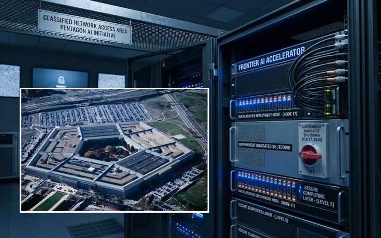 AI military tensions February 2026 showing Pentagon, Anthropic Claude controversy, OpenAI DoD deal, and US defense AI funding debate