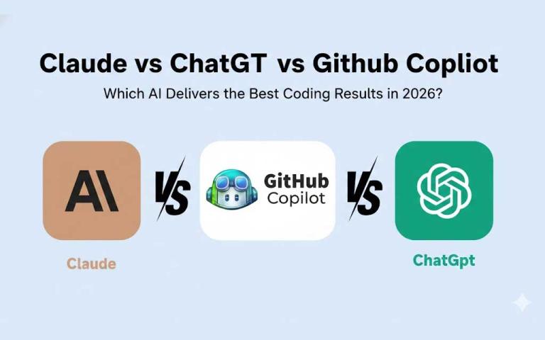 Claude vs ChatGPT vs GitHub Copilot comparison 2026 showing AI coding assistants performance and benchmarks