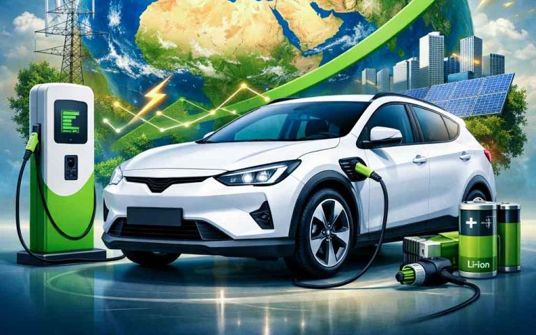 February 2026 global EV sales country-wise analysis showing China, USA, Europe, India, Brazil and Thailand electric vehicle market trends