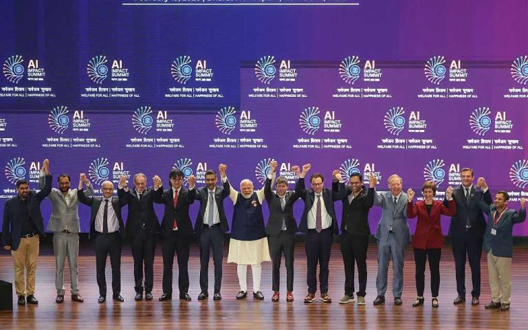 India AI Impact Summit 2026 at Bharat Mandapam New Delhi with global tech leaders and investment announcements