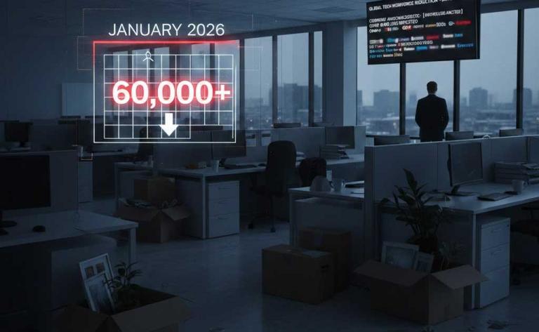 Tech layoffs surge in January 2026 as AI automation leads to over 60,000 job cuts across Amazon, UPS, Meta, Google, and major tech firms