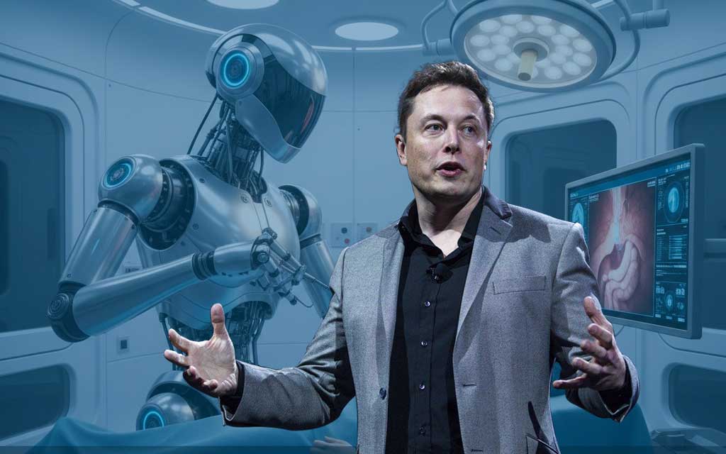 Elon Musk discussing AI robots replacing human surgeons in future healthcare