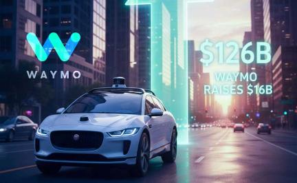 Waymo robotaxi fleet after $16 billion funding round at $126 billion valuation in 2026