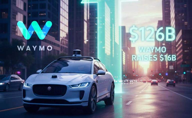 Waymo robotaxi fleet after $16 billion funding round at $126 billion valuation in 2026