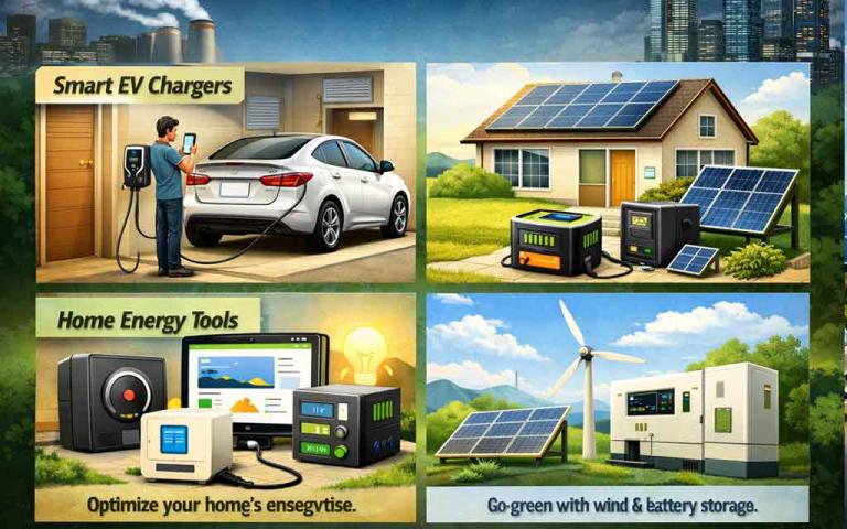 AI data center energy usage with electric vehicle and solar-powered smart charging system reducing carbon footprint