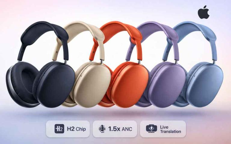 Apple AirPods Max 2 headphones with H2 chip featuring improved ANC, spatial audio and AI live translation in new colors