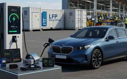 BMW i3 2026 electric sedan charging with next-generation battery technology and smart EV gadgets