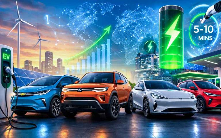 Electric vehicle market trends in 2026 showing EV sales slowdown, affordable electric cars, and battery breakthroughs.
