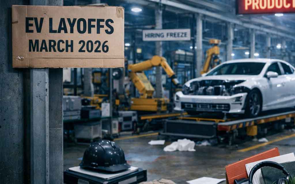 Electric vehicle industry workforce changes in 2026 affecting Tesla, Rivian, Lucid, GM and Ford as companies adjust production and strategy