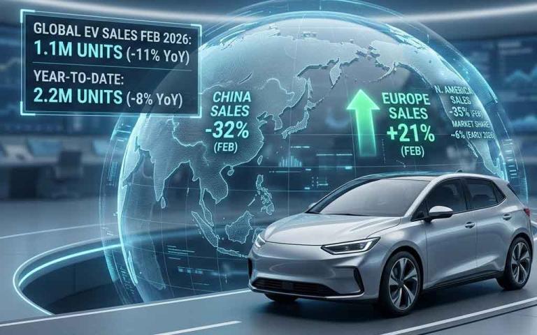Electric vehicle market slowdown in 2026 showing declining EV sales and shifting consumer demand trends