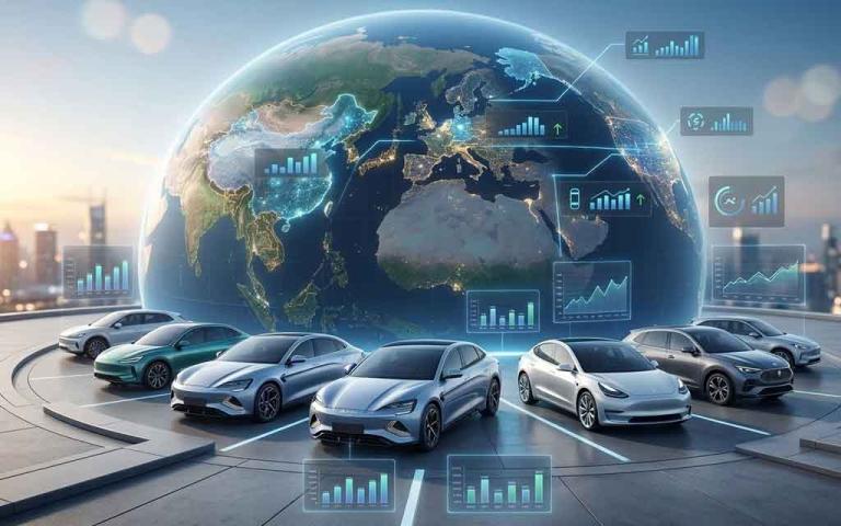 Global electric vehicle sales breakdown by country in March 2026 highlighting China, Europe, United States and emerging markets growth