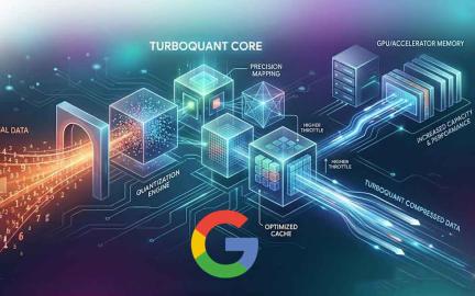 Google TurboQuant AI breakthrough showing reduced memory usage, faster AI processing, and falling RAM chip stocks in global markets