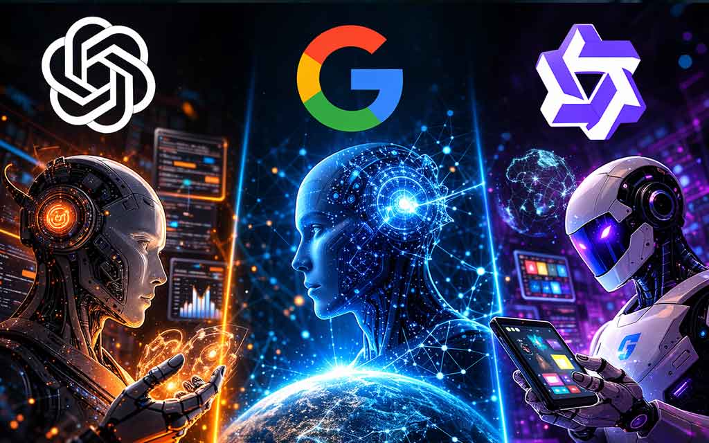 Comparison of GPT-5.4, Gemini 3.1 Pro, and Qwen 3.5 AI models highlighting benchmarks, reasoning performance, and agentic AI capabilities.