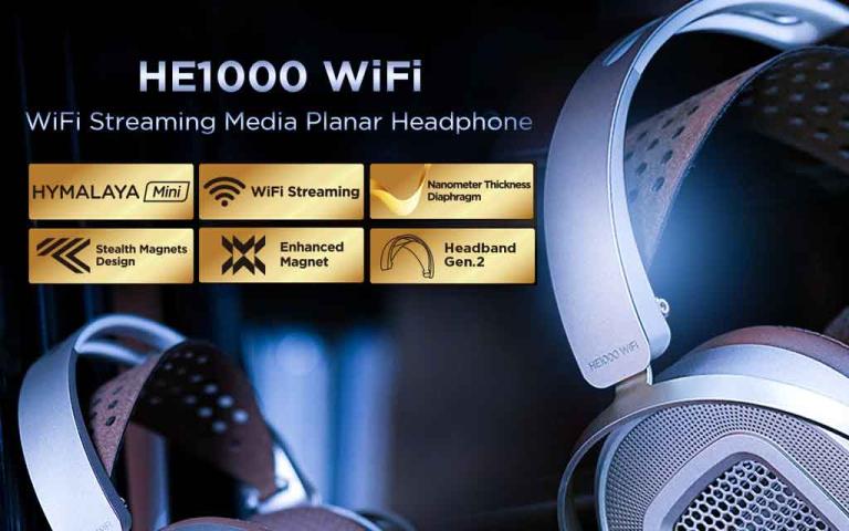 HiFiMan HE1000 WiFi and Arya WiFi open back headphones with planar magnetic drivers and lossless Wi-Fi streaming audio