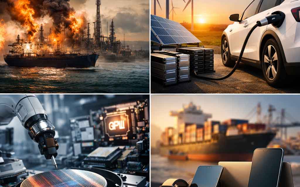 Impact of the Iran war and Strait of Hormuz disruption on EVs, green tech, AI chips, semiconductors, and consumer gadgets in 2026