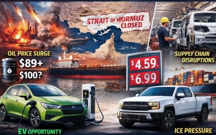 Global oil price surge after the 2026 Iran war affecting electric vehicle adoption and automotive supply chains