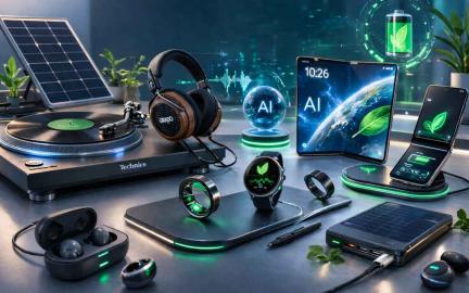 Latest gadgets released in March 2026 including AI wearables, foldable smartphones, hi-fi audio devices, and eco-friendly technology innovations.
