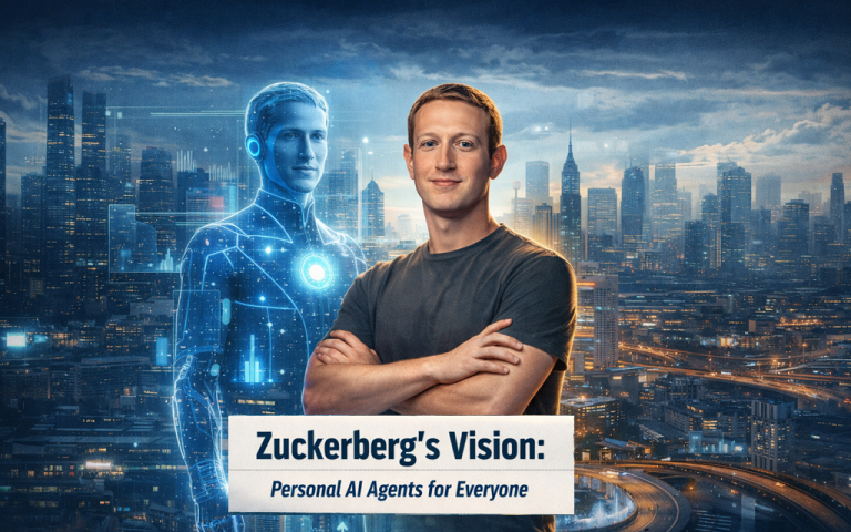 Mark Zuckerberg using an advanced CEO AI agent to analyze Meta data and improve strategic decision-making in 2026