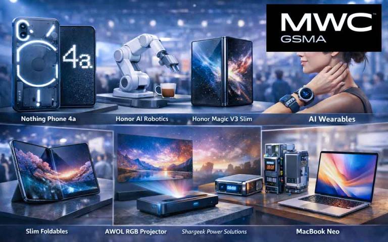 MWC 2026 gadget highlights featuring Nothing Phone 4a, Honor foldables, robotics innovations, and AI wearables