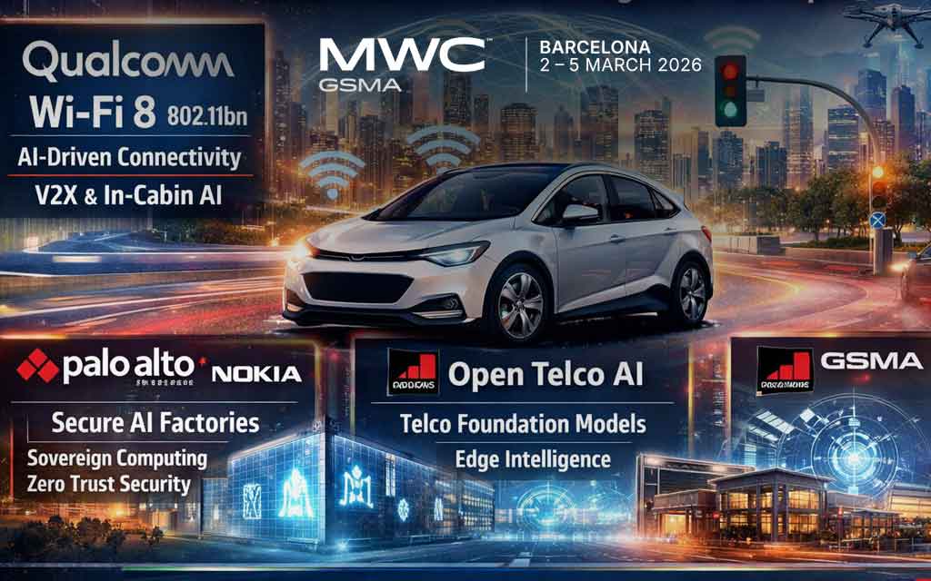 MWC 2026 Barcelona showcasing Wi-Fi 8, Open Telco AI platform, and secure sovereign AI factory infrastructure for connected vehicles and telecom networks
