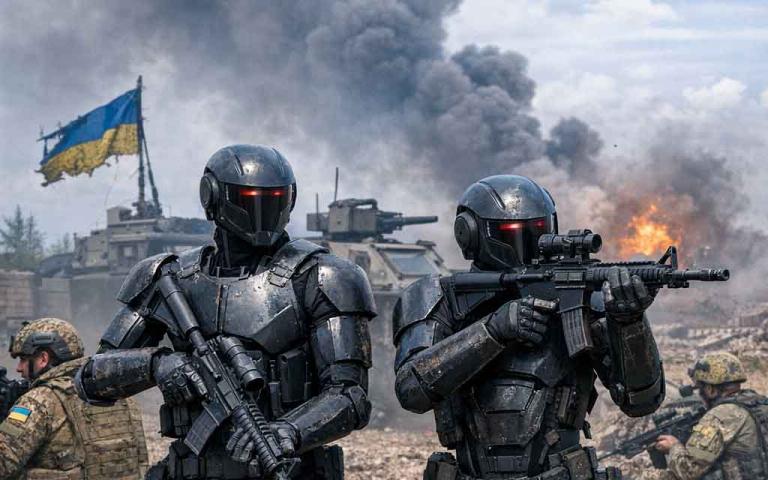 Phantom MK-1 humanoid military robot deployed in Ukraine war for reconnaissance and battlefield support