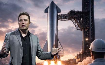 SpaceX Starship made of stainless steel showcasing advanced rocket engineering and reentry heat resistance