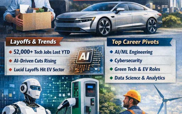 Technology workforce shifts in 2026 as AI automation and EV industry changes drive layoffs and new career opportunities