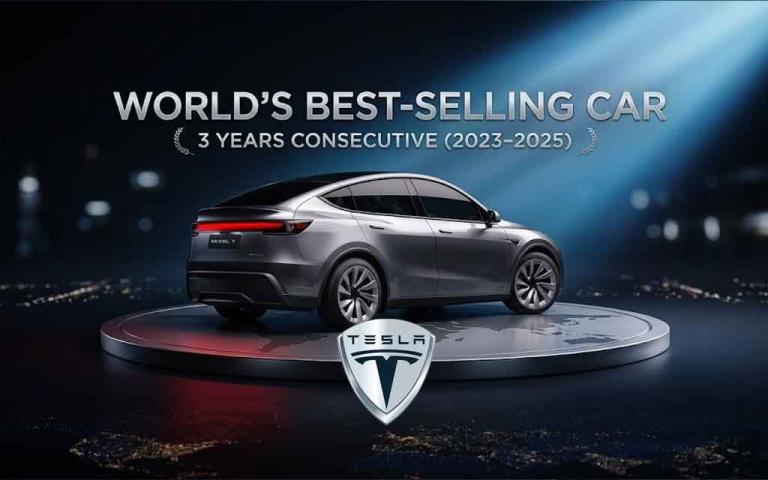 Tesla Model Y electric SUV ranked as the world’s best-selling car from 2023 to 2025 with global sales success