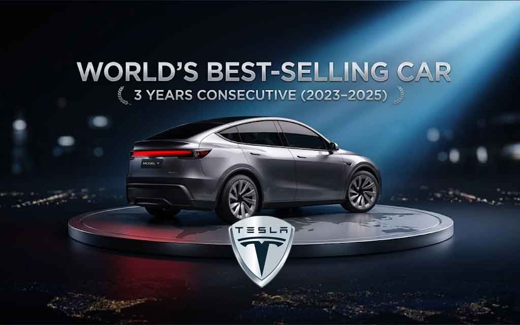 Tesla Model Y electric SUV ranked as the world’s best-selling car from 2023 to 2025 with global sales success